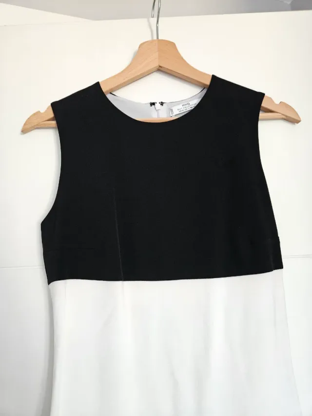 Vestido recto Mango negro y blanco