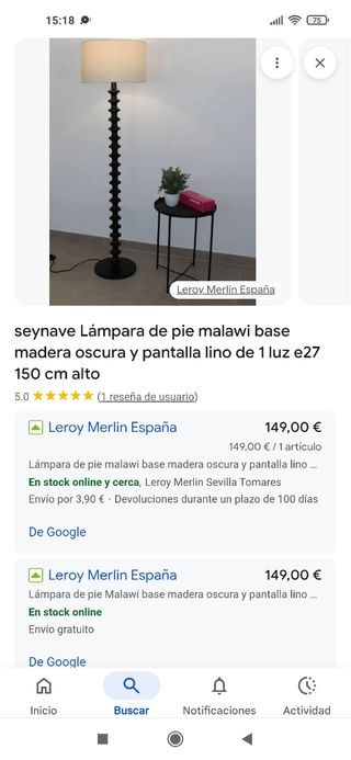 Lámpara de pie madera torneada vintage. D 70€ a50€