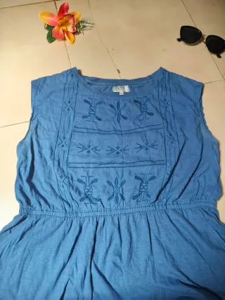 Vestido Azul con Bordados