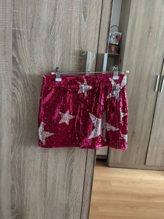 Falda Shein lentejuelas estrellas rosa