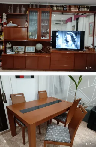 Mueble comedor, mesa y 4 sillas.