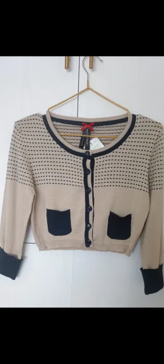 Chaqueta torera beige y negra Talla M