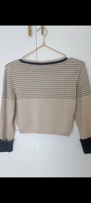 Chaqueta torera beige y negra Talla M