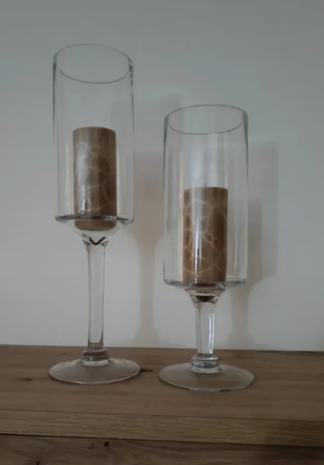 Portavelas copas cristal set 2