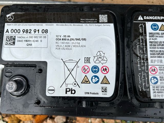 Batería Mercedes A 000 982 91 08 AGM 95 ah
