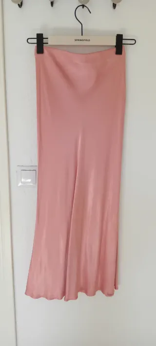 Falda larga seda coral