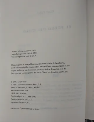 Libro "El fuego del cielo"