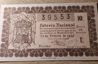 Décimo Lotería Nacional 1957