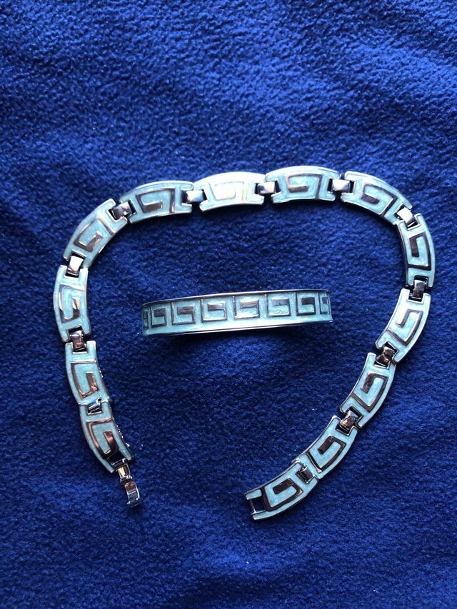 Parure collana + bracciale unisex metallo