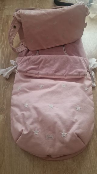 Bolso polipiel rosa estrellas +saco silla polipiel