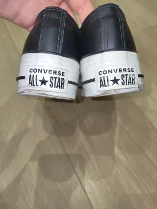 Converse Piel Plataforma Negras