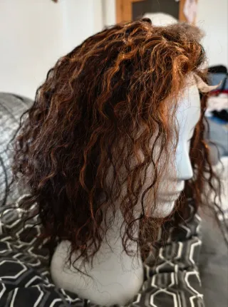 Natural Peluca Rizada 4*4 lateral  de encaje 50 Cm