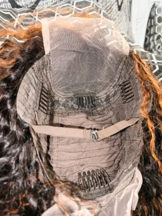 Natural Peluca Rizada 4*4 lateral  de encaje 50 Cm