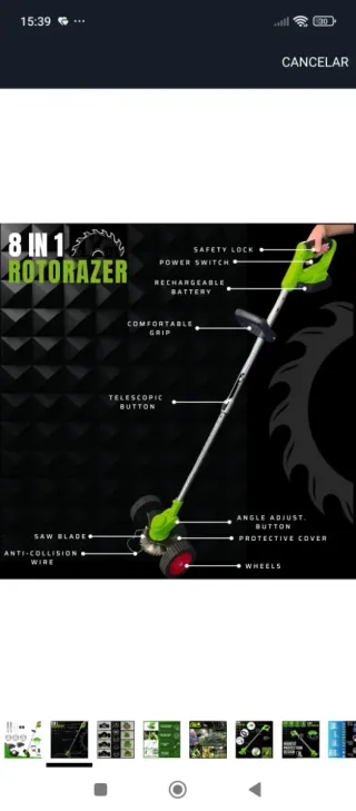 Desbrozadora Eléctrica Rotorazer 8 en 1 Nueva