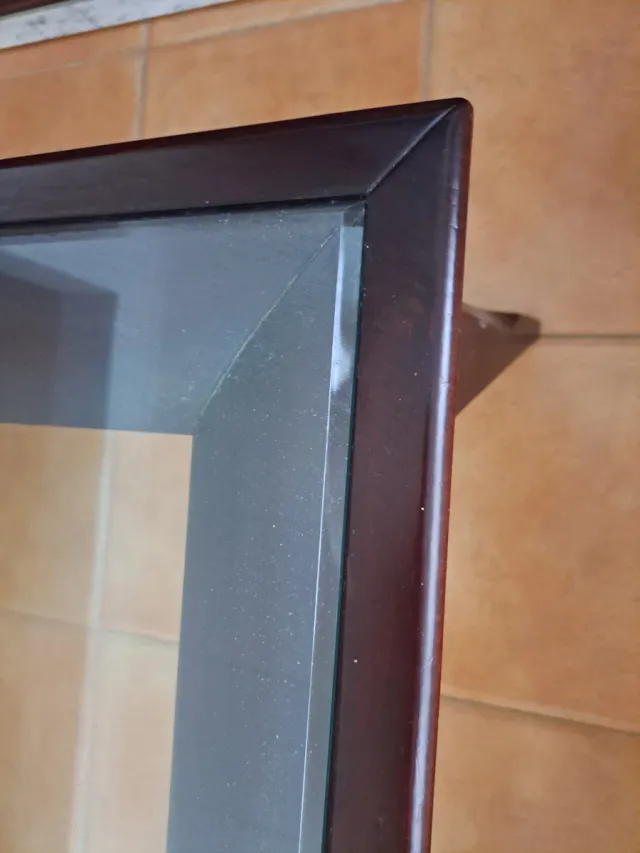 Mesa de centro cristal y madera