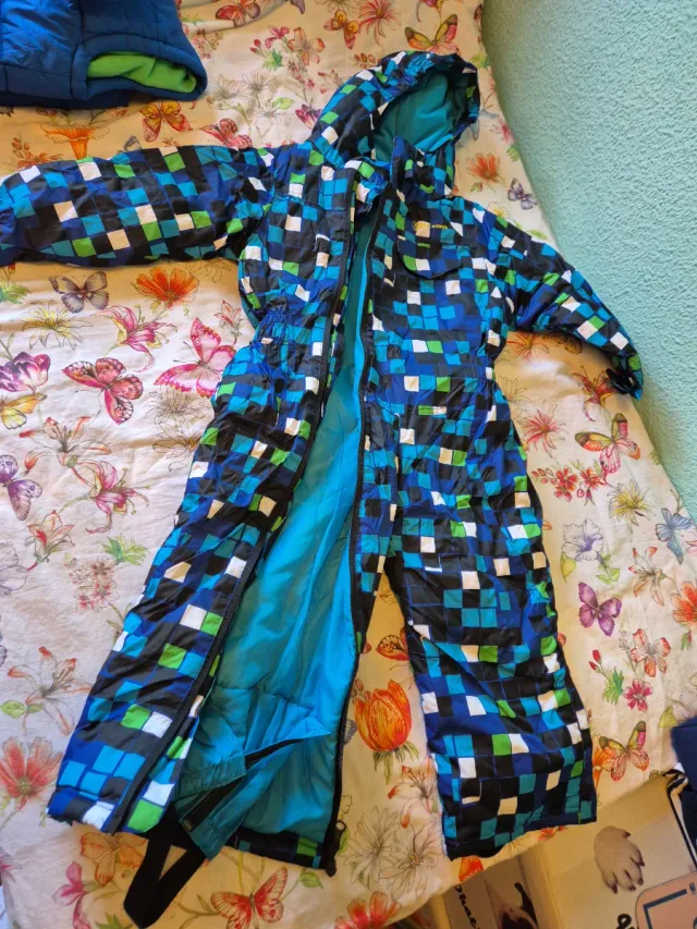 Mono Nieve Niñ@ Diseño Cuadros Azul