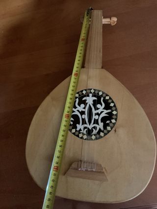 Laúd de madera con roseta decorativa