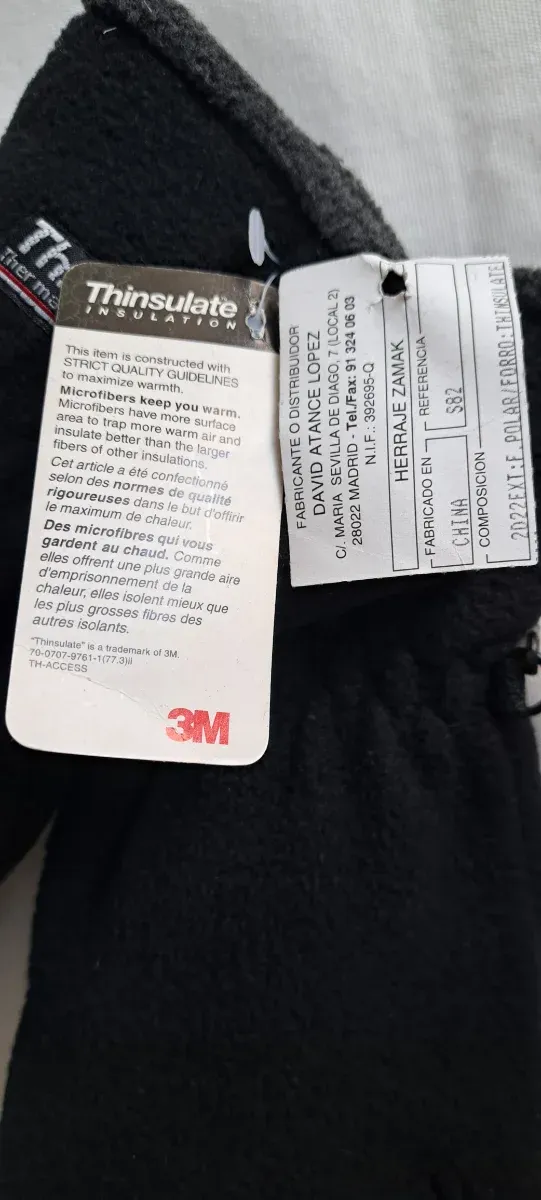 Guantes Thinsulate 3M Negro/Gris