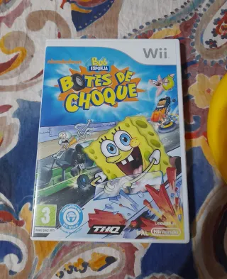 🇪🇦Juego Wii Bob Esponja Botes de Choque+Volante