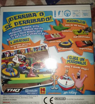 🇪🇦Juego Wii Bob Esponja Botes de Choque+Volante