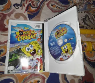 🇪🇦Juego Wii Bob Esponja Botes de Choque+Volante