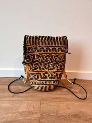 Bolso/Mochila de mimbre tejido