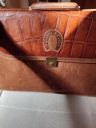 Maletín Daviletto Piel Cocodrilo Marrón