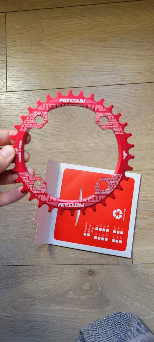 Plato Bici 104 BCD 34T Rojo