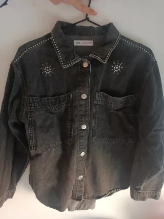 Chaqueta tejana Zara gris Talla XS