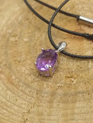 Colgante Amatista Ovalada Plata