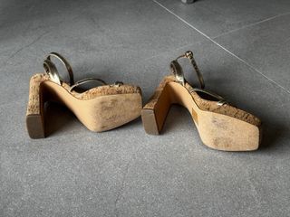 Sandalias tacón LONDON REBEL oro y corcho