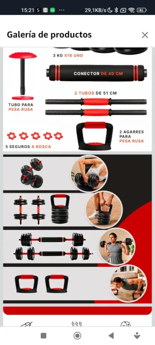 Kit Pesas Mancuernas Maniboon y Kettlebell 50 Kg