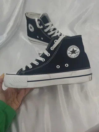 Zapatillas de Lona Negra Plataforma