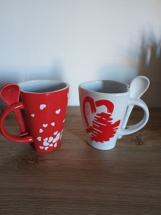 Set 2 Tazze Cuore per Tè e Cioccolata amore natale