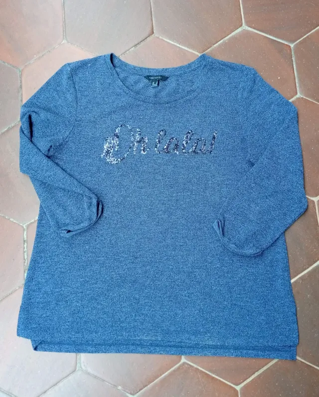 Suéter azul de media manga Cortefiel