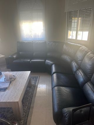 Sofá modular de piel negro