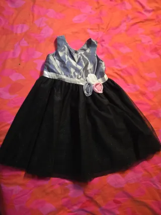 Vestido fiesta niña negro y plateado