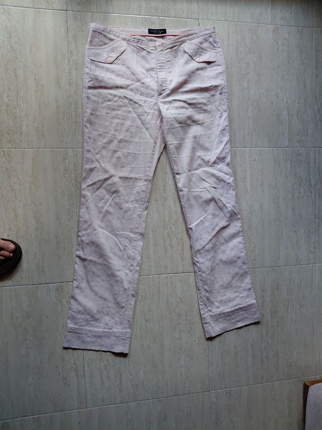 Pantalón rosa de rayas para mujer