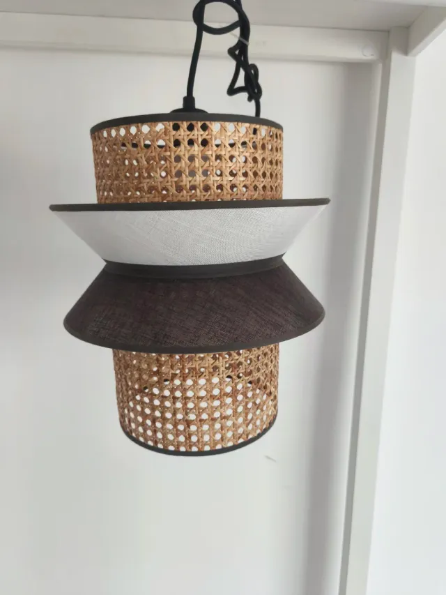 Lámpara de techo ratán y tela