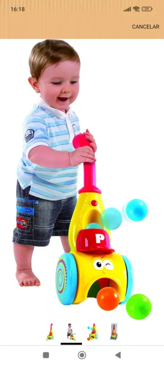 Escoba aspirador de bolas para niños