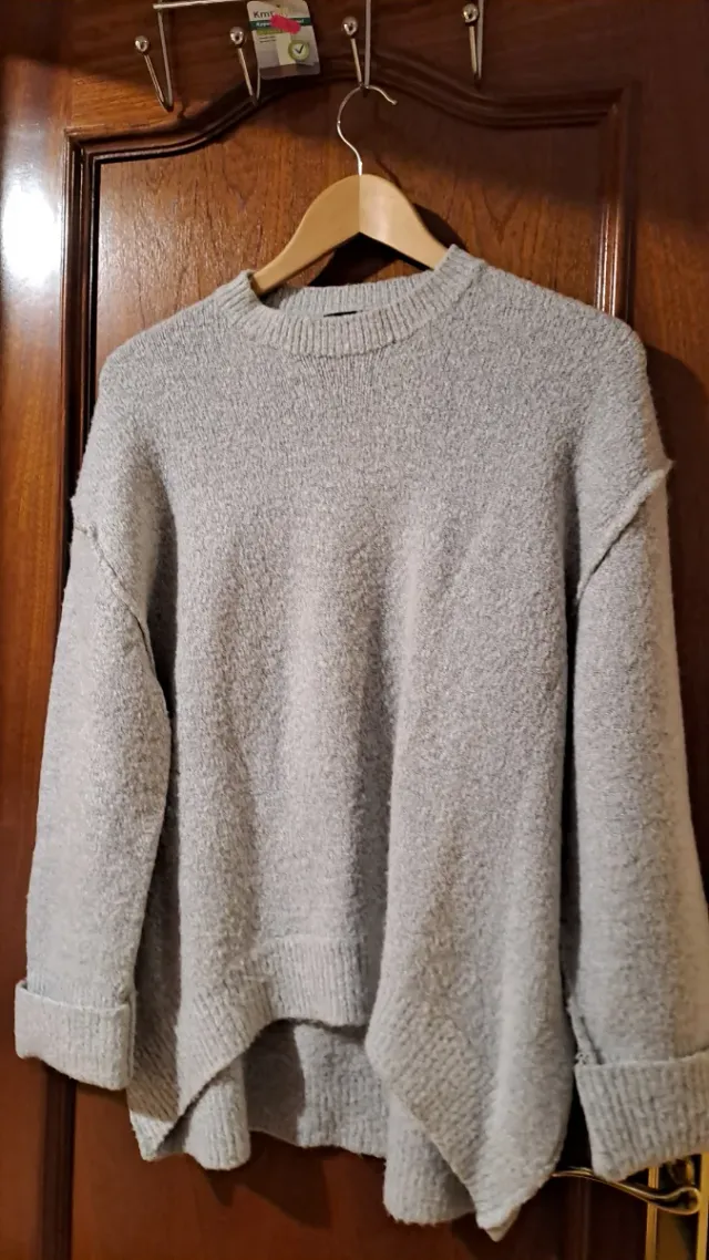 Jersey punto gris Bershka Talla S