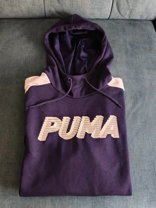 Sudadera con capucha, Puma, Talla S. Azul.