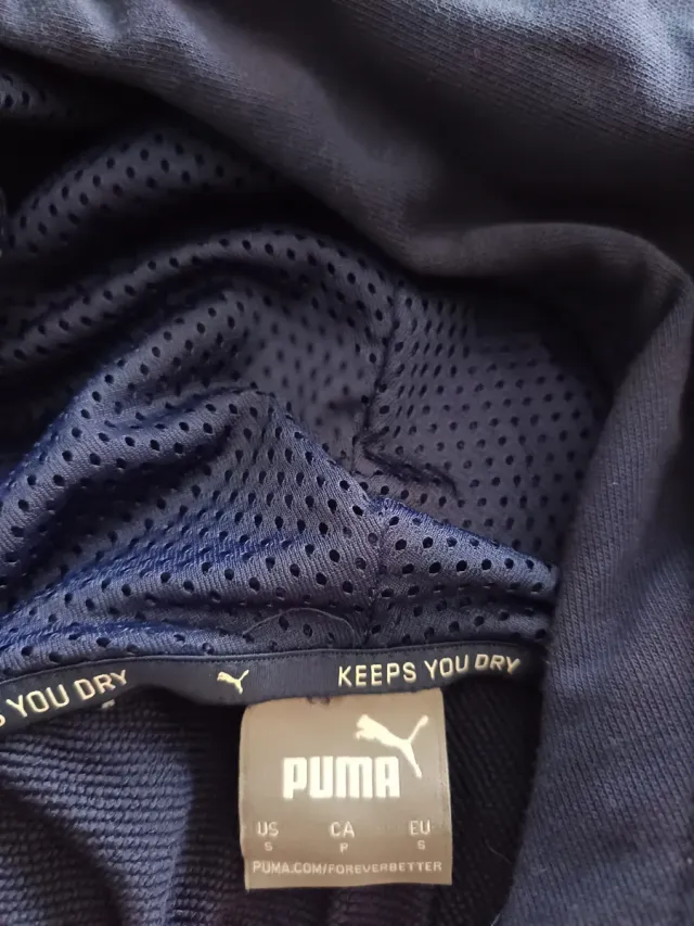 Sudadera con capucha, Puma, Talla S. Azul.