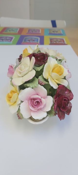Cesto Flores Porcelana Inglesa Aynsley