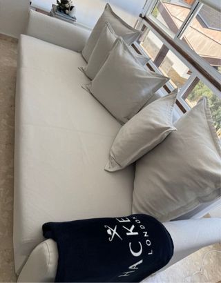 Sofá Cama 3 Plazas Beige/Blanco