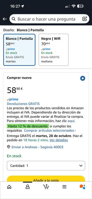 Calefactor y ventilador 2 en uno sin aspas