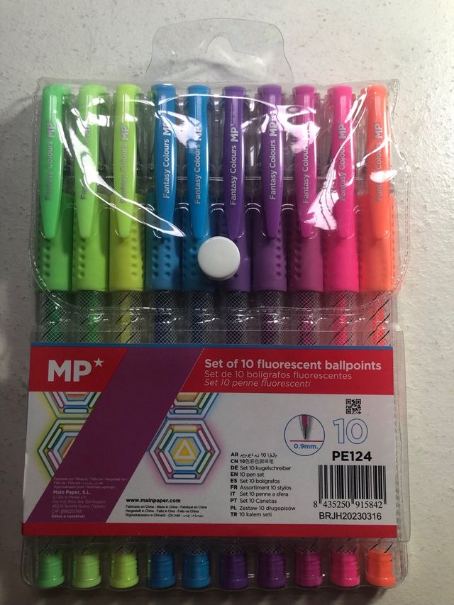 Set 10 bolígrafos fluorescentes MP