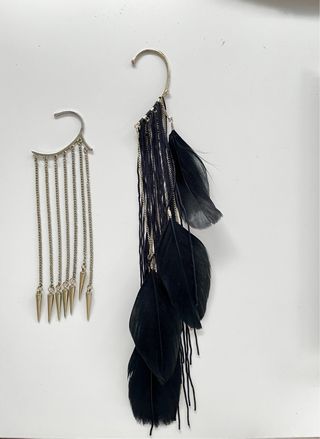 Pack 2 Wrap / Ear Cuff Dorado y con plumas