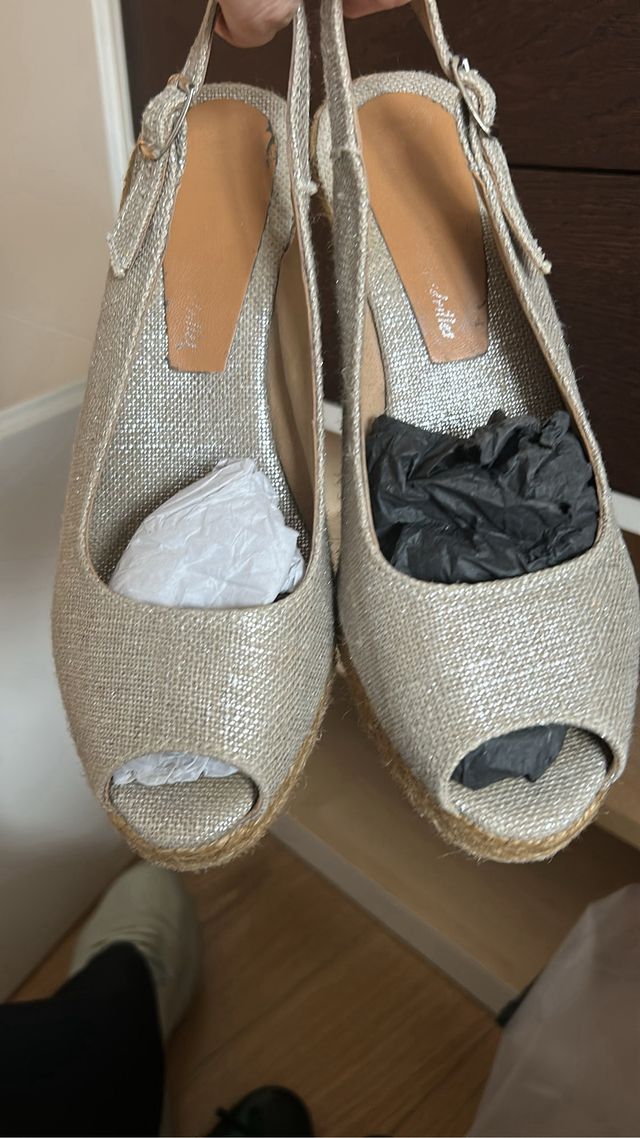 Cuñas esparto doradas/plateadas Talla 38