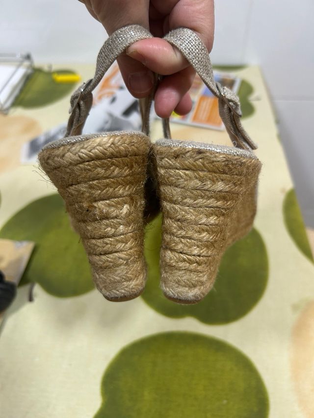 Cuñas esparto doradas/plateadas Talla 38